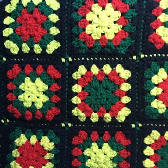 Couverture afghane vintage au crochet faite main, ivoire, jeté